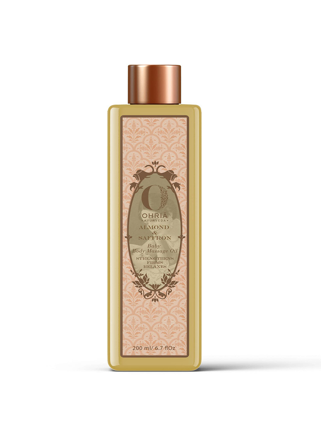 

OHRIA AYURVEDA Baby Body Massage Oil with Almond & Saffron - 200 ml, Beige