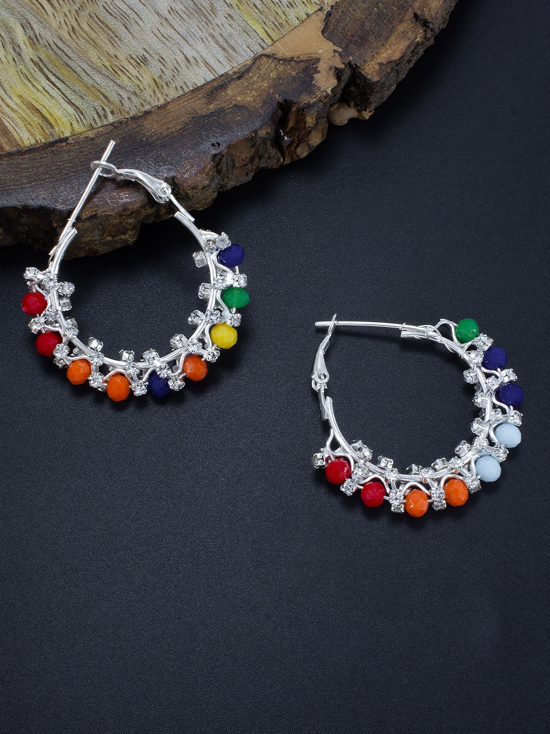 

PRIVIU Silver-Plated Circular Hoop Earrings