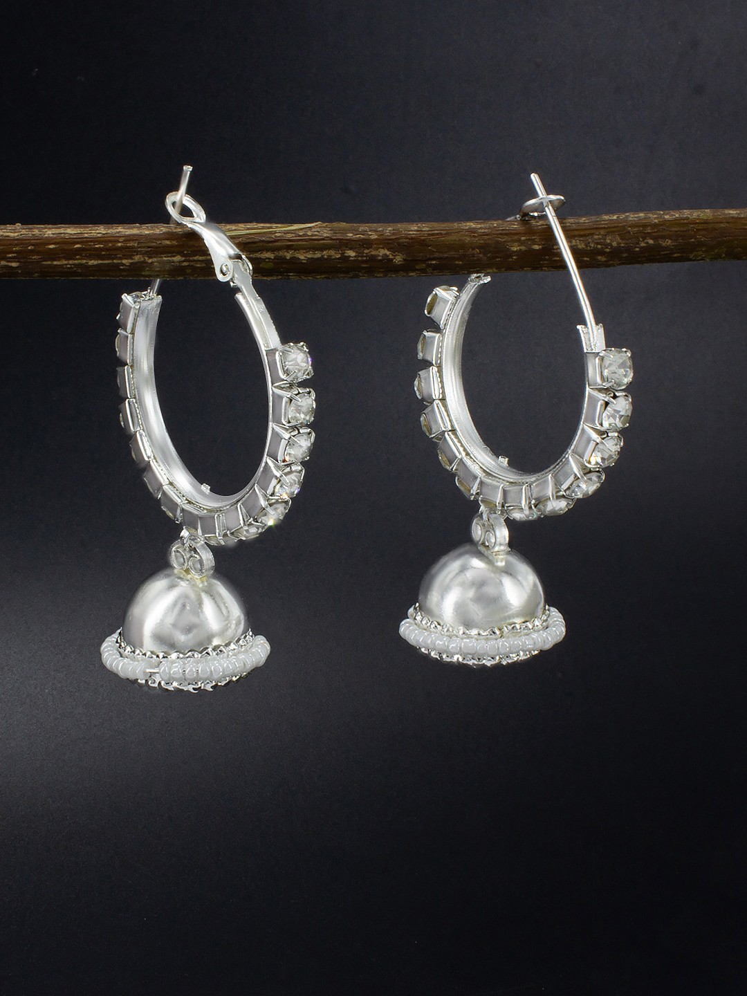 

PRIVIU Silver-Plated Circular Jhumkas