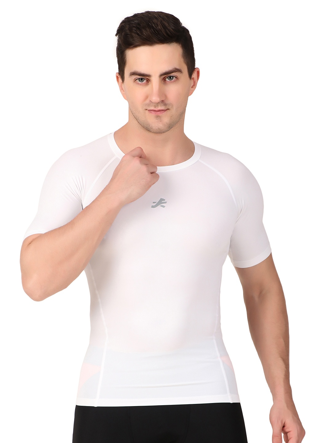 

REDESIGN Round neck Short Sleeves Compression T-shirt, White