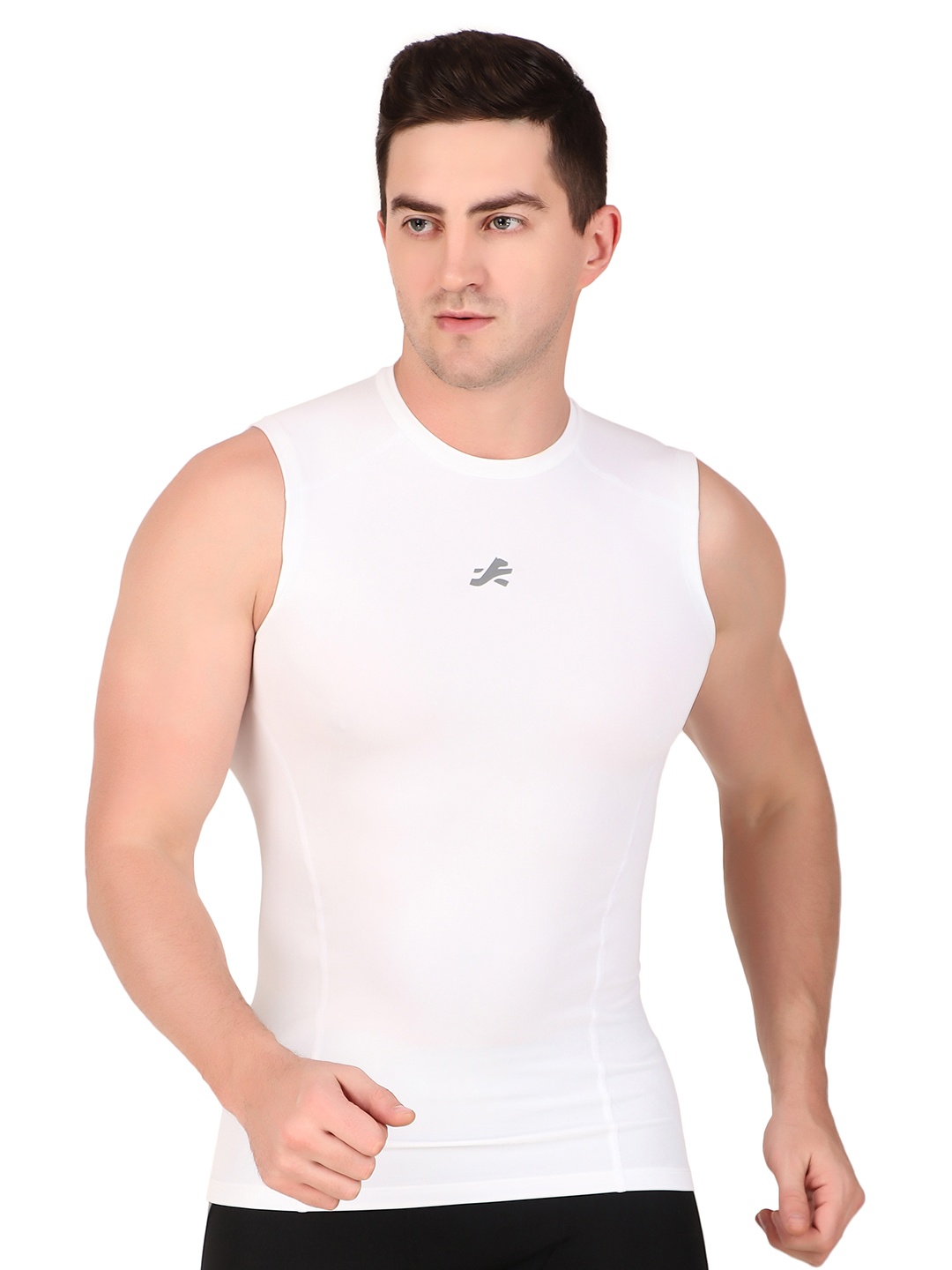 

REDESIGN Round neck Sleeveless Compression T-shirt, White