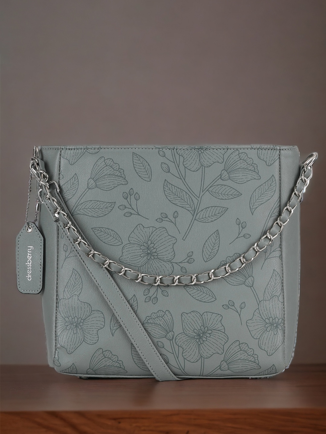 

DressBerry Green Floral Printed Swagger Sling Bag