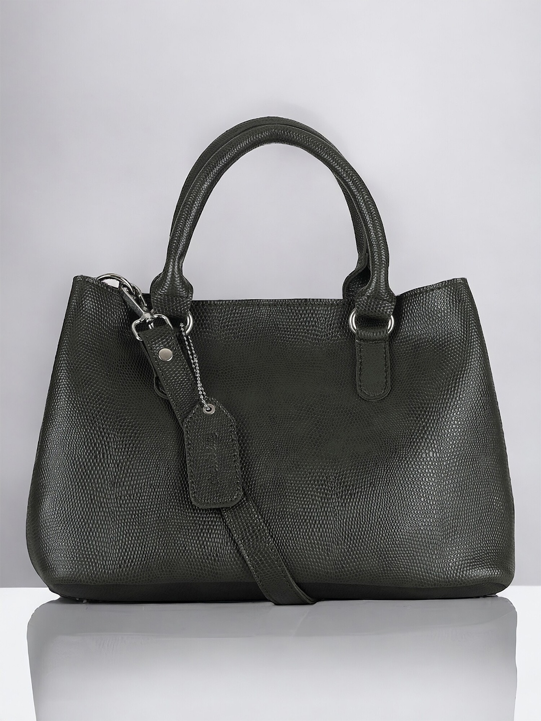

DressBerry Green Textured Oversized Structured Handheld Bag