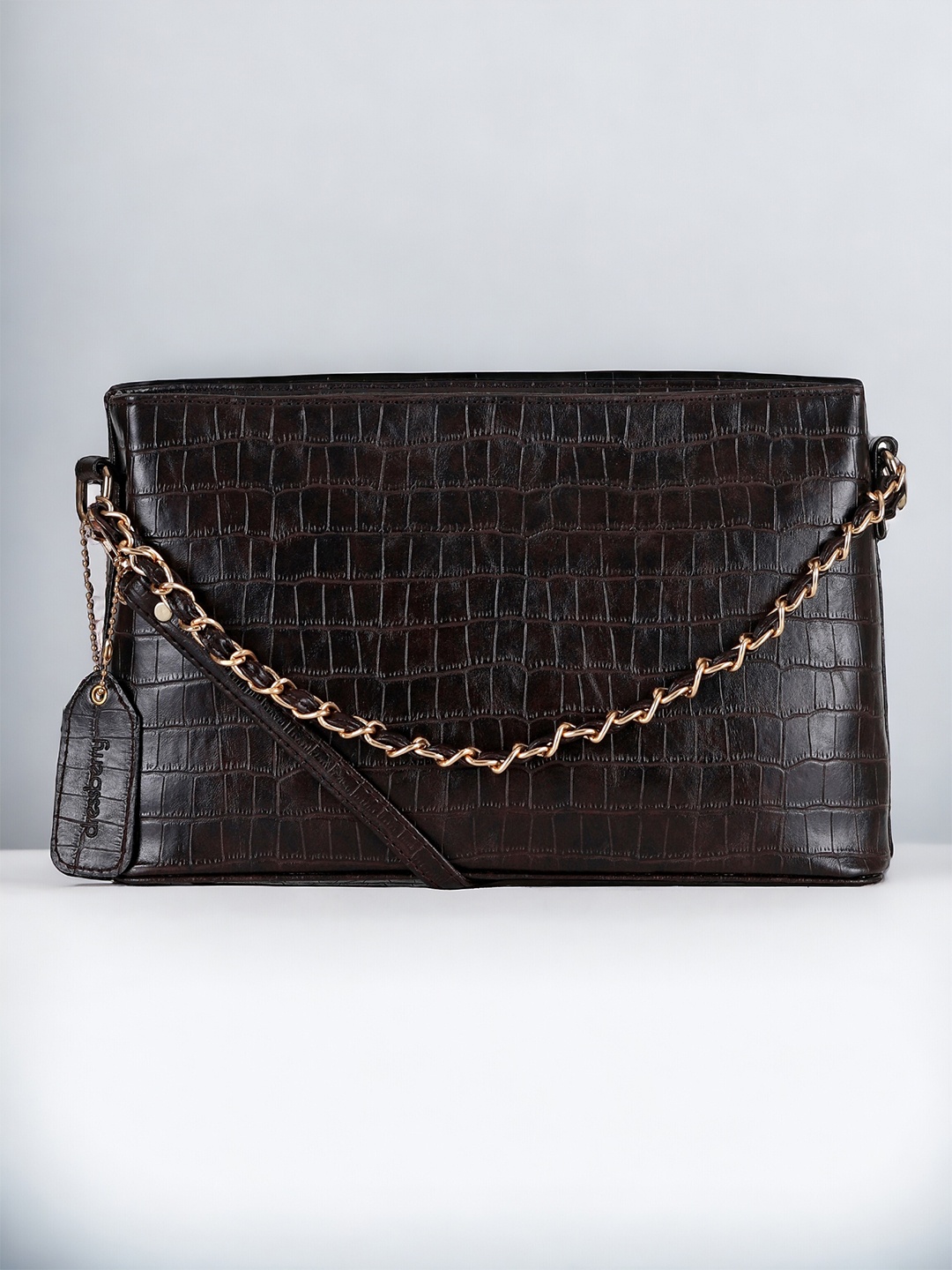 

DressBerry Brown Animal Textured Structured Sling Bag