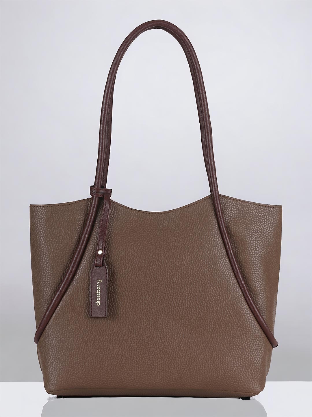 

DressBerry Beige Textured Structured Shoulder Bag With Tasselled