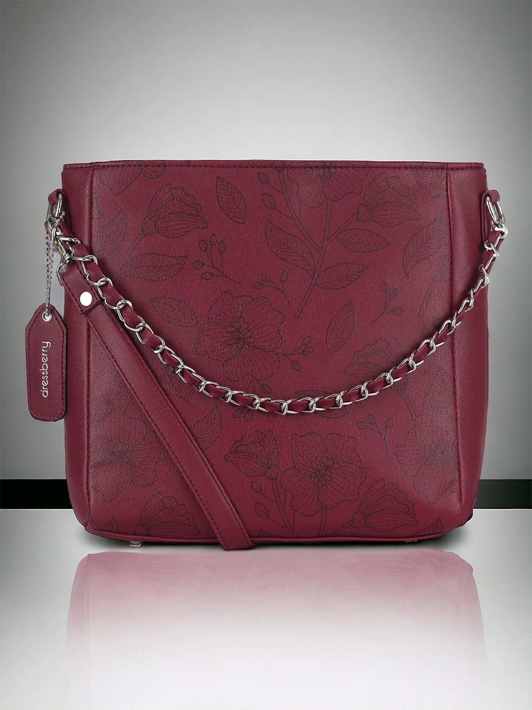 

DressBerry Red Textured PU Oversized Sling Bag