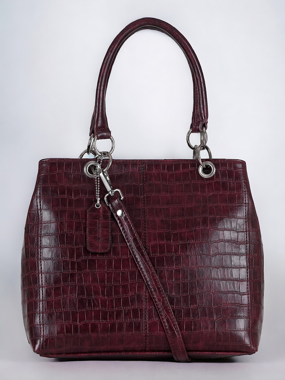 

DressBerry Red Textured Oversized Structured Handheld Bag