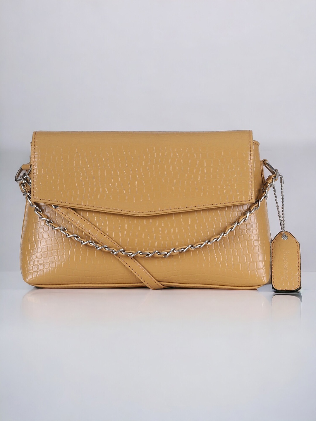 

DressBerry Tan-Coloured Textured PU Oversized Miniature Sling Bag