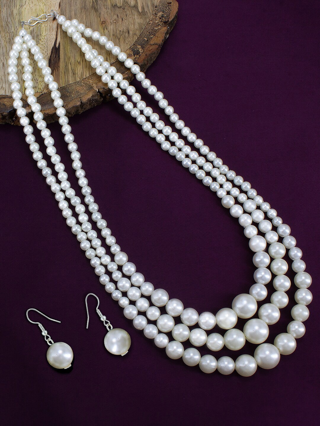 

PRIVIU Beaded Layered Jewellery Set, White