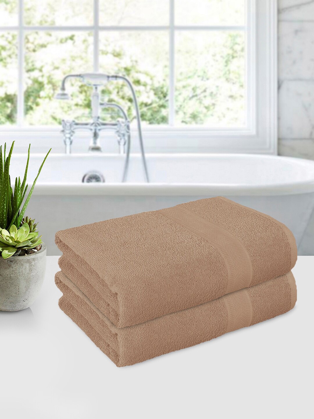 

Story@home Beige 2 Pieces Cotton 550 GSM Breathable Bath Towels
