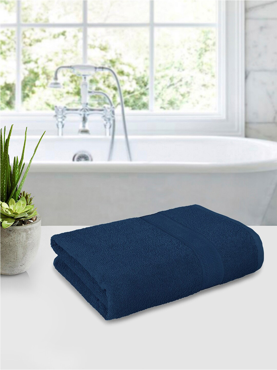 

Story@home Navy Cotton 550 GSM Bath Towel, Navy blue
