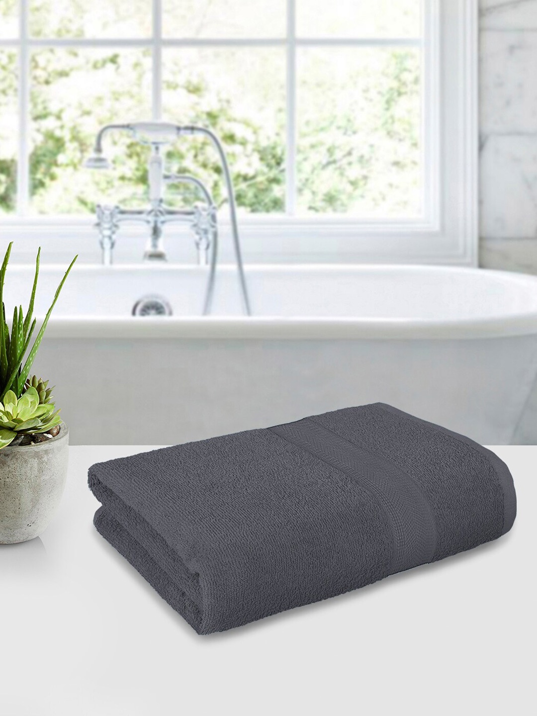 

Story@home Grey Cotton 550 GSM Breathable Bath Towel