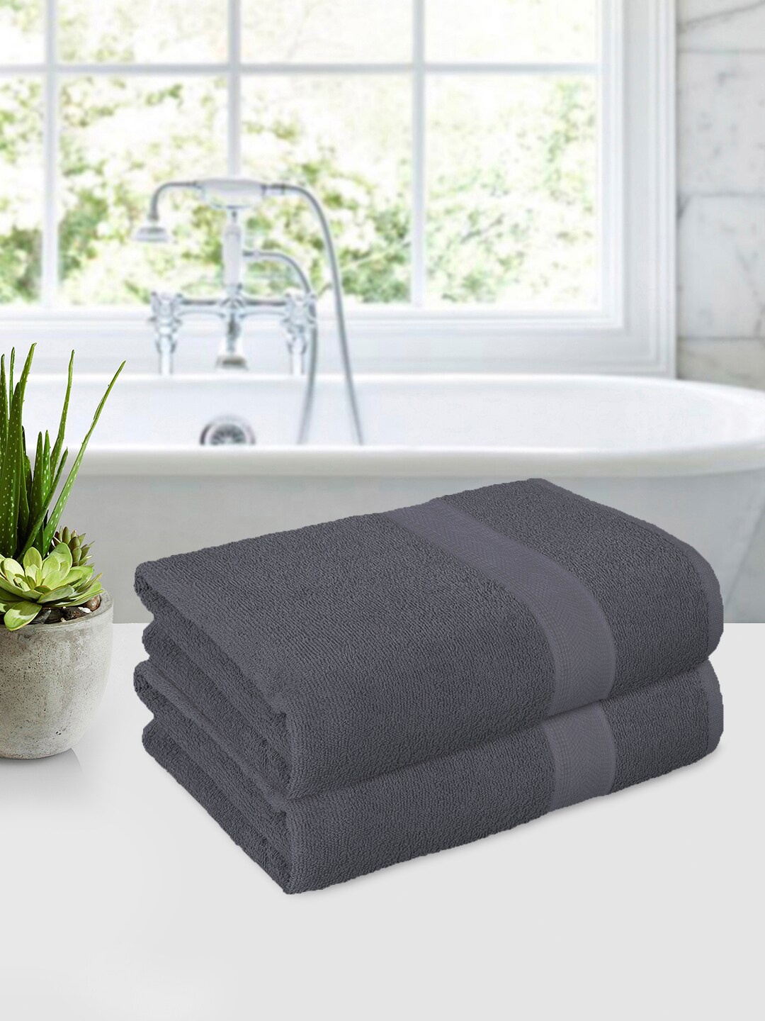 

Story@home Grey 2 Pieces Cotton 550 GSM Bath Towels