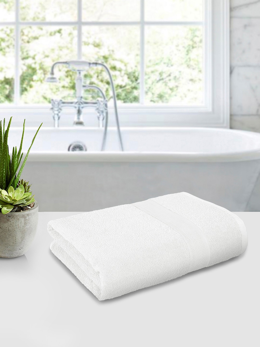 

Story@home White Cotton 550 GSM Breathable Bath Towel