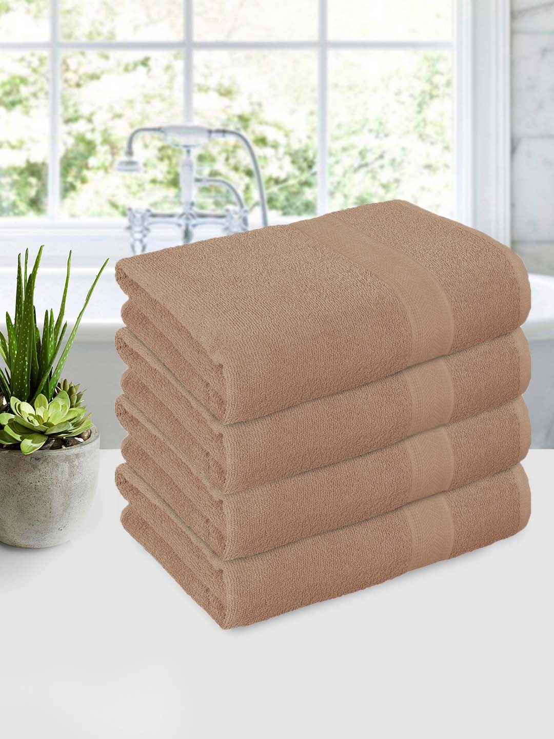 

Story@home Beige 4 Pieces Cotton 550 GSM Breathable Bath Towels