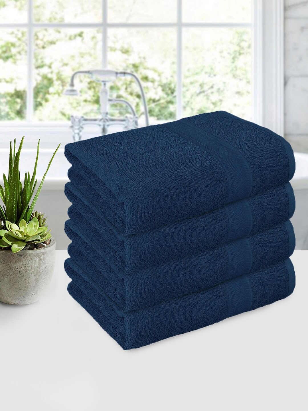 

Story@home Navy Blue 4 Pieces Cotton 550 GSM Bath Towels