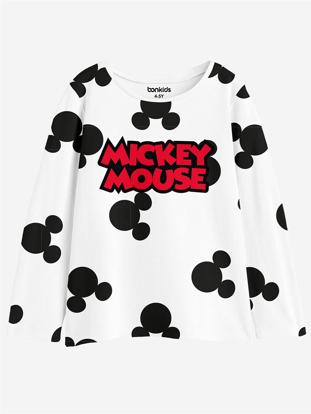 

BONKIDS Girls Graphic Printed Applique Round Neck Full Sleeves Cotton Casual T-shirt, White