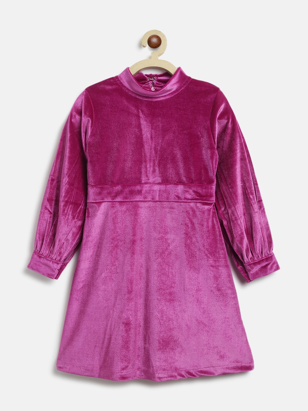 

TALES & STORIES Girls Pink High Neck Long Sleeves Fit & Flare Dress