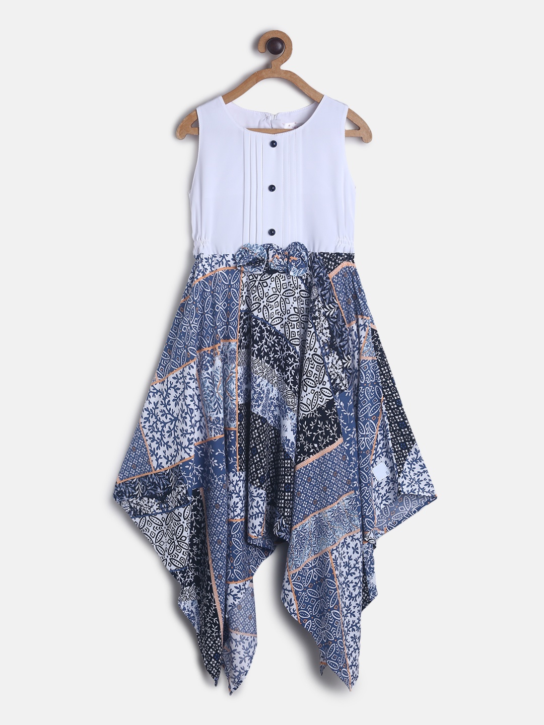 

TALES & STORIES Girls Floral Printed Fit & Flare Dress, White