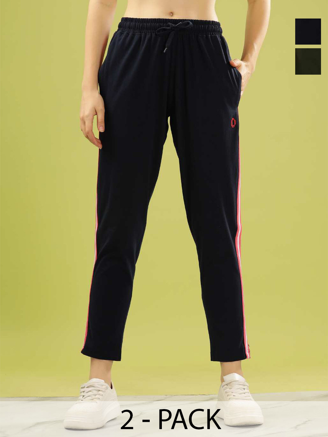 

Dollar Women Pack Of 2 Dry Fit Cotton Track Pants, Navy blue
