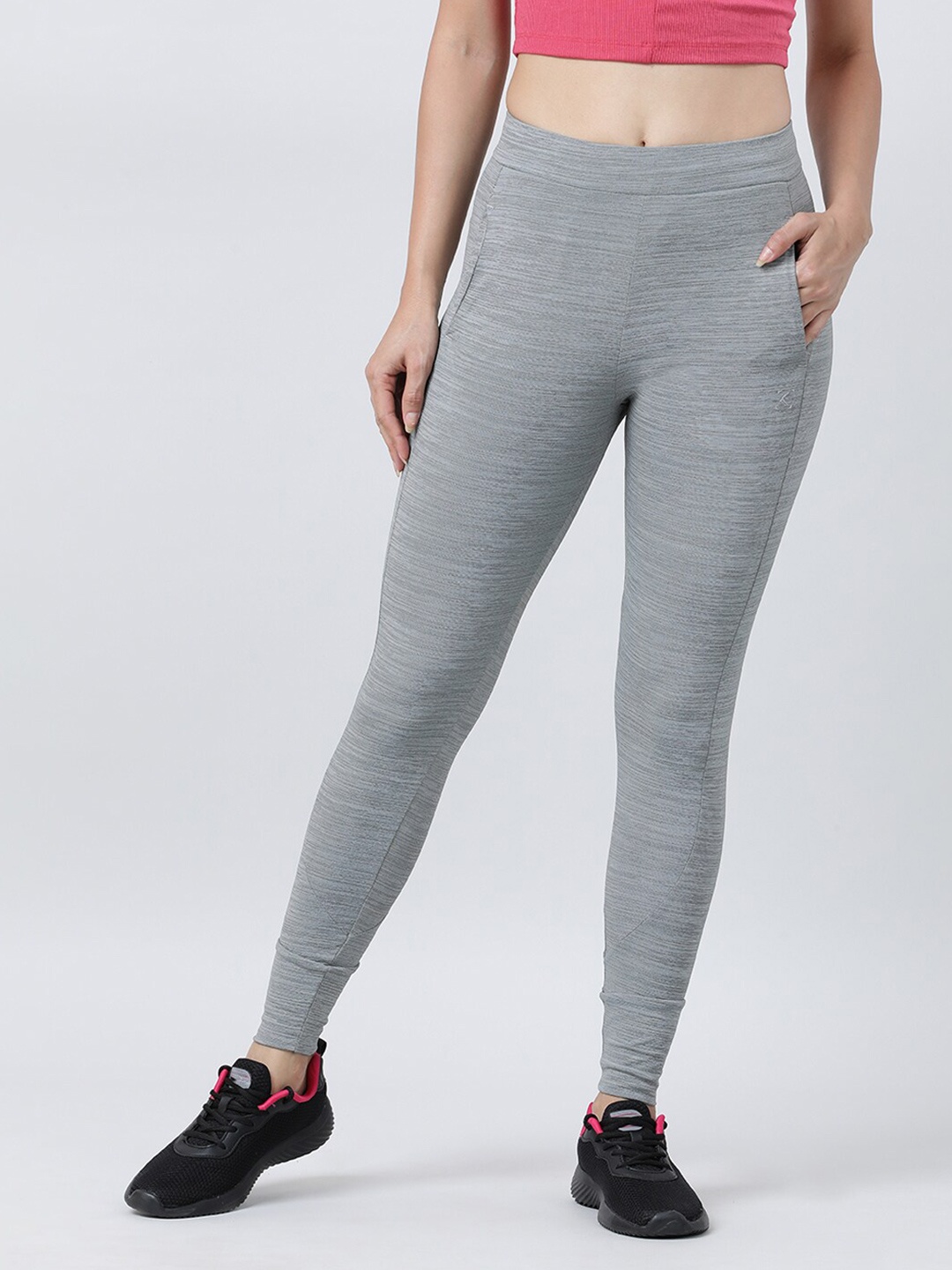 

Lovable Sport Striped Slim-Fit Mid-Rise Sports Track Pants, Grey