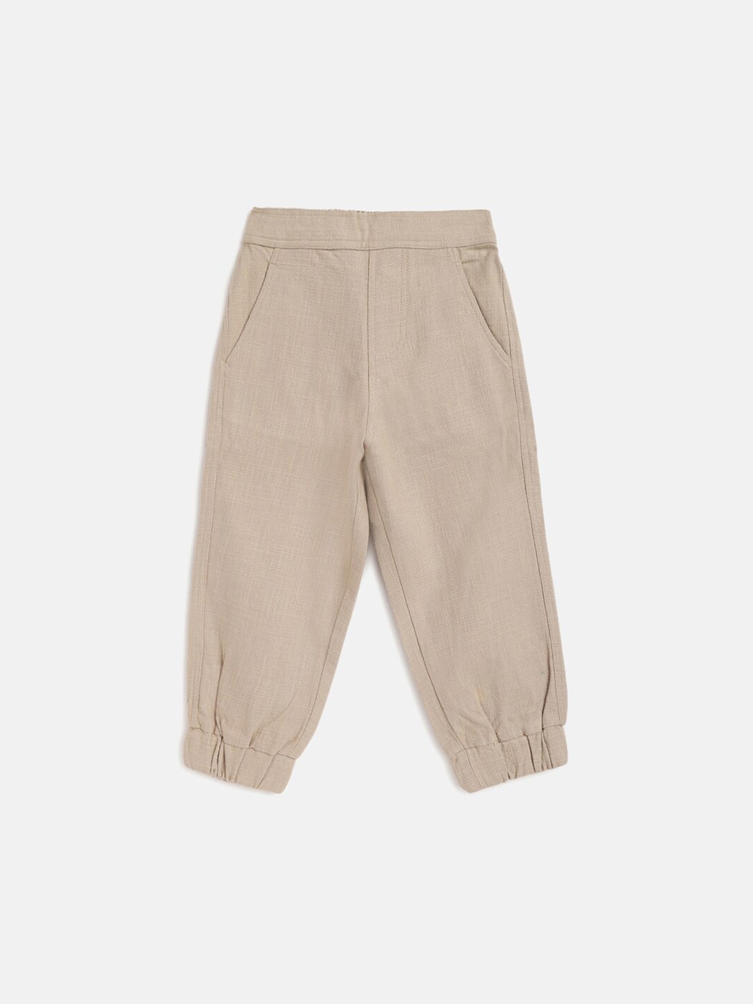 

charkhee Kids Smart Tapered Fit Pure Cotton Joggers, Beige