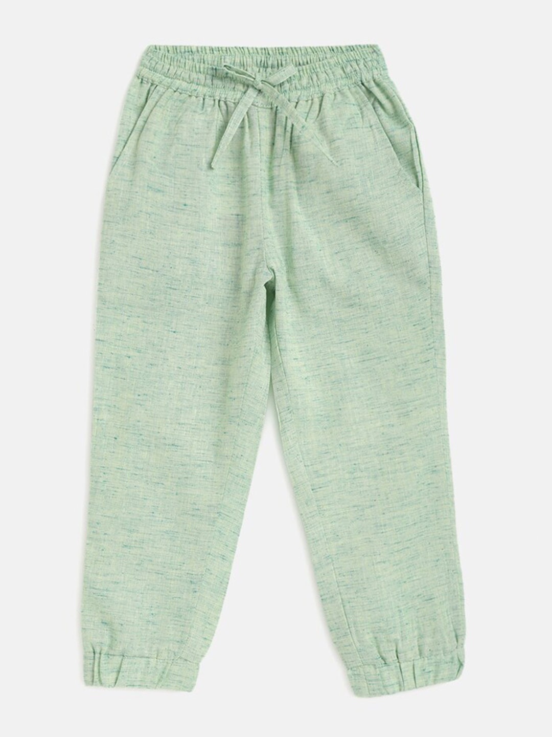 

charkhee Kids Smart Tapered Fit Mid-Rise Plain Cotton Joggers, Green