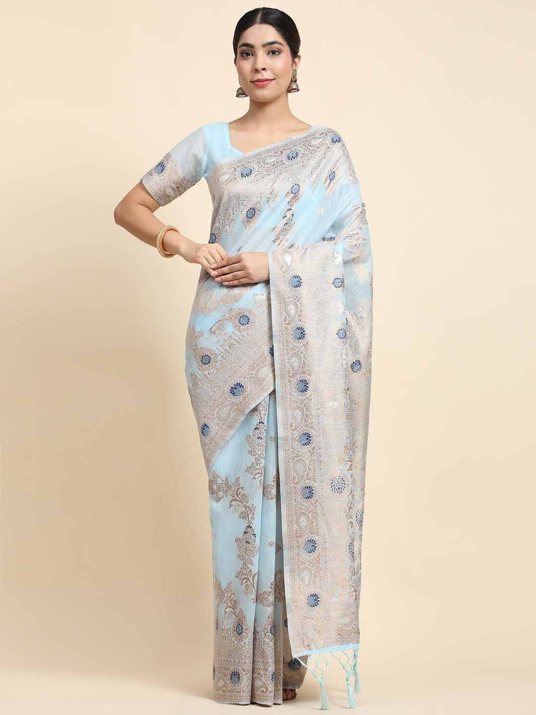 

VANAKARA Woven Design Zari Banarasi Saree, Blue