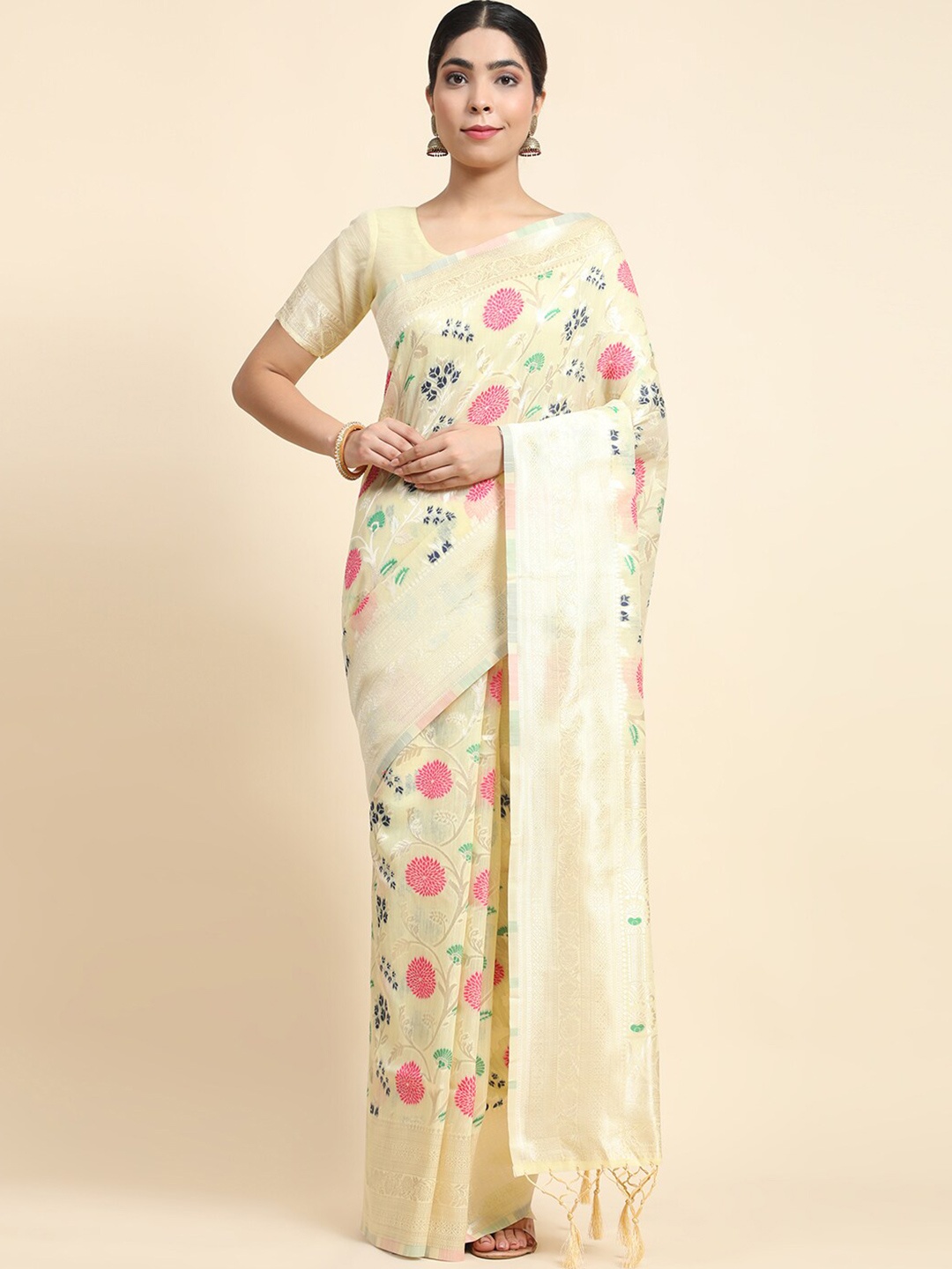 

VANAKARA Woven Design Zari Banarasi Saree, Yellow