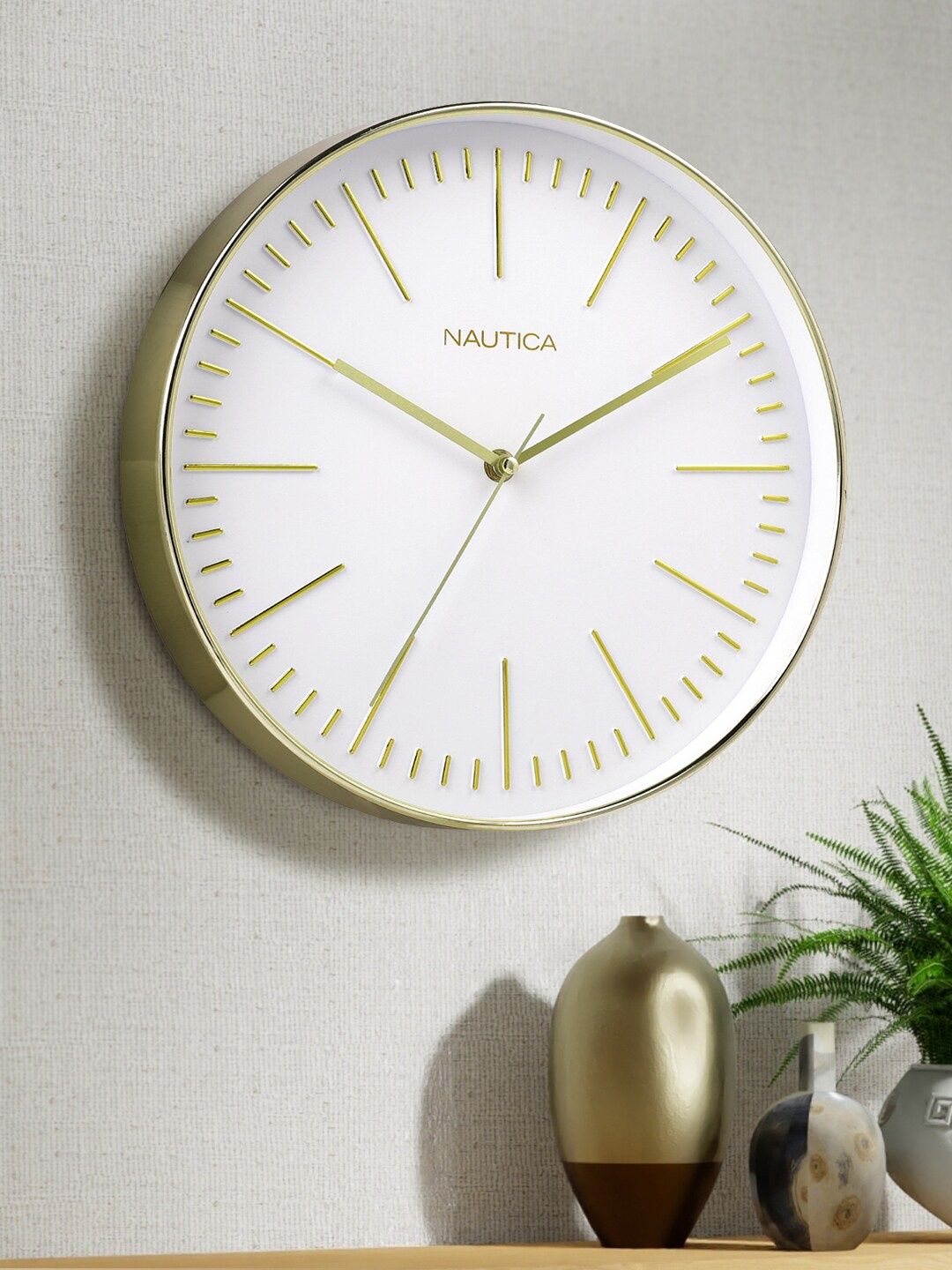 

Nautica White & Gold-Toned Contemporary Wall Clock