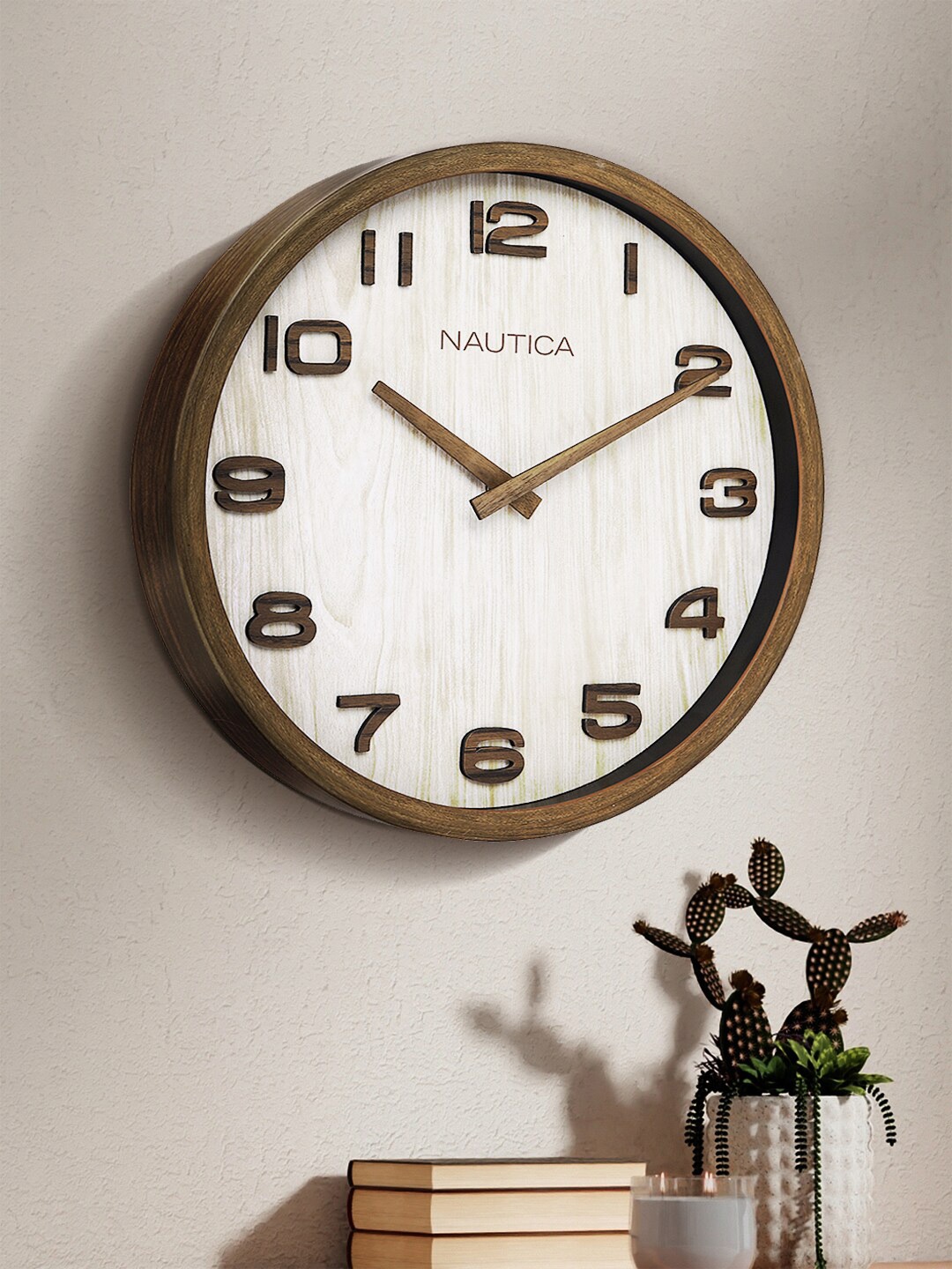 

Nautica Brown Contemporary Analogue Wooden Round Shaped Wall Clock