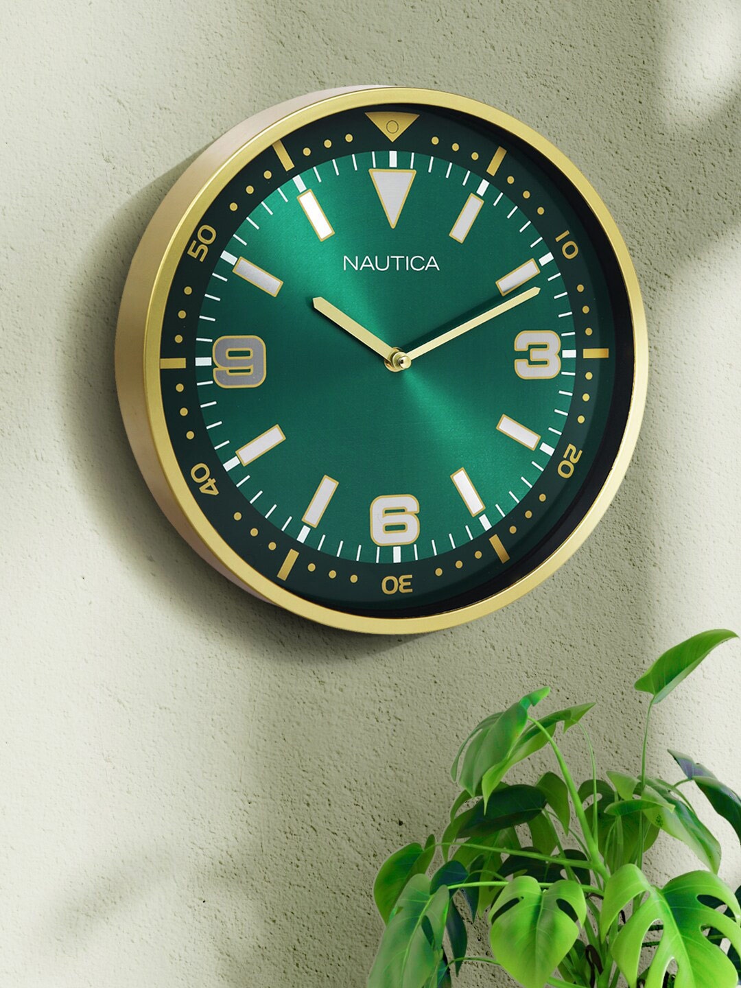 

Nautica Green & Gold-Toned Contemporary Wall Clock