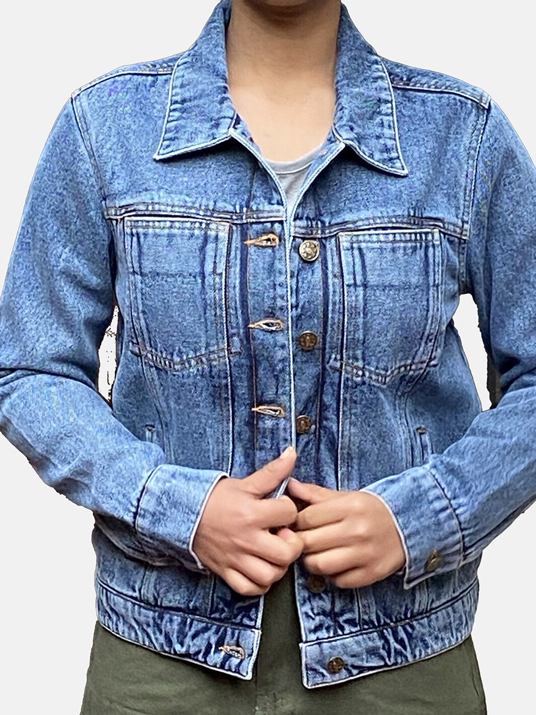 

IZF Washed Cotton Denim Jacket, Blue