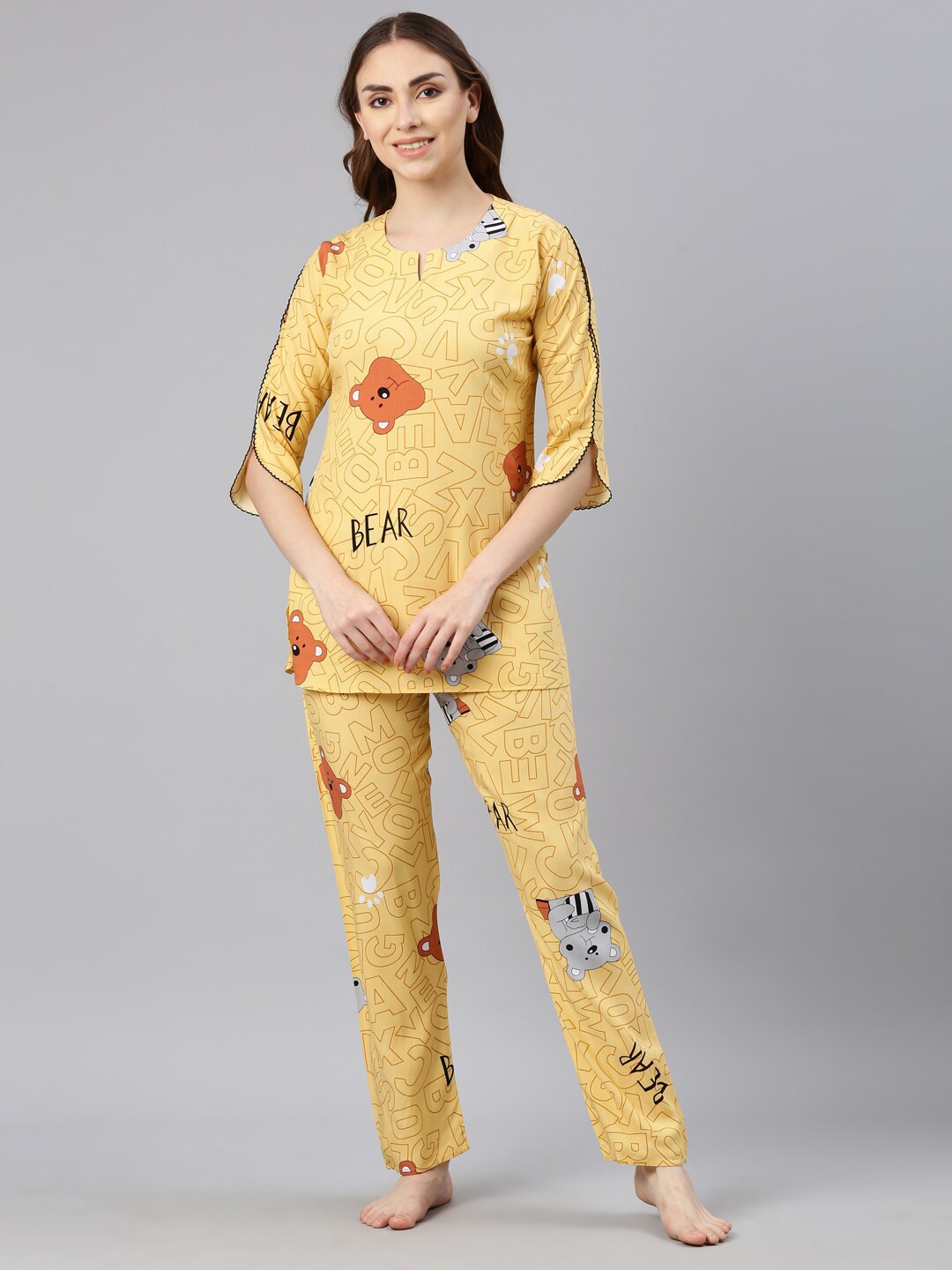 

GOLDSTROMS Conversational Printed Night Suit, Yellow