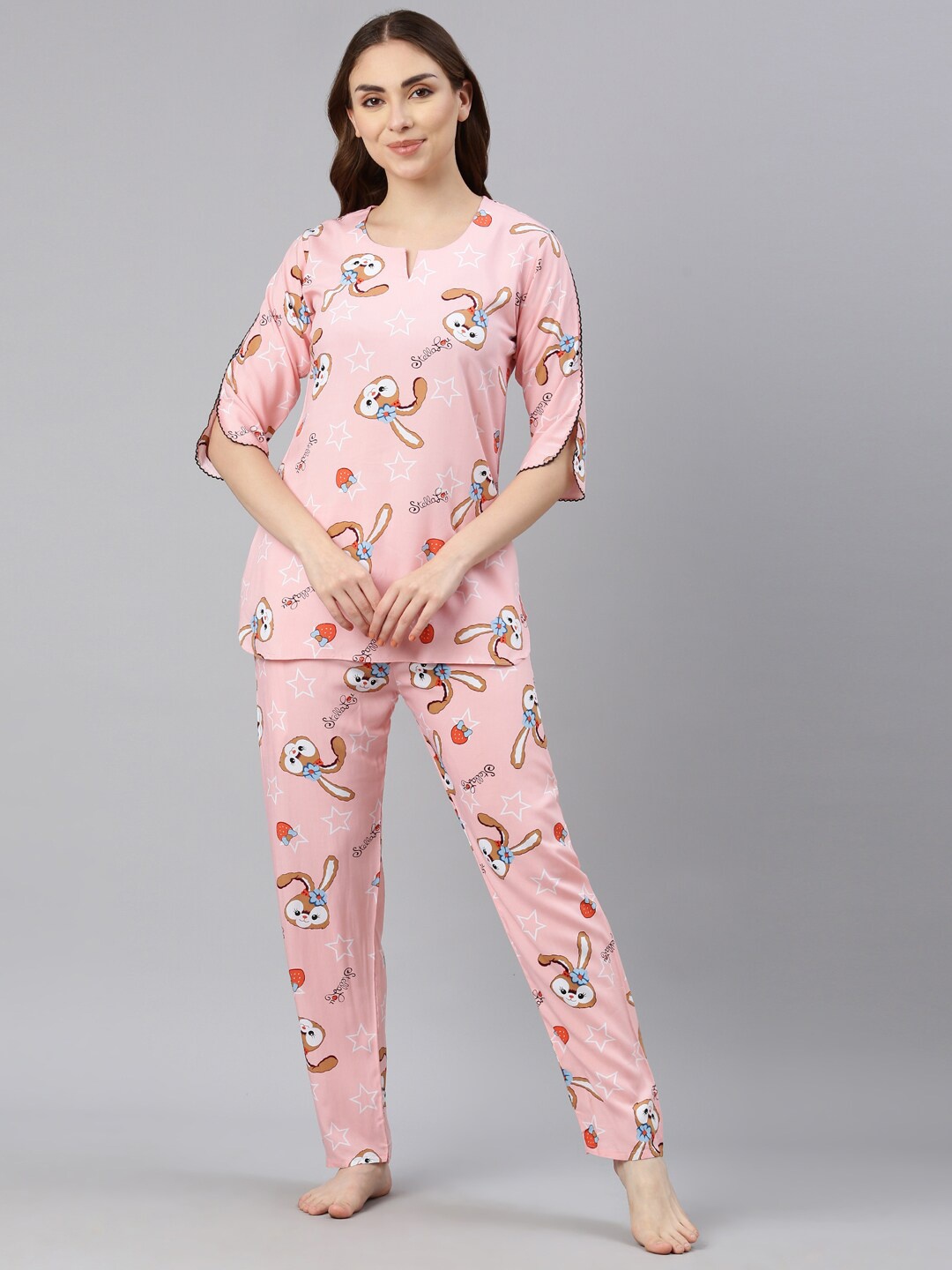 

GOLDSTROMS Graphic Printed Night suit, Pink