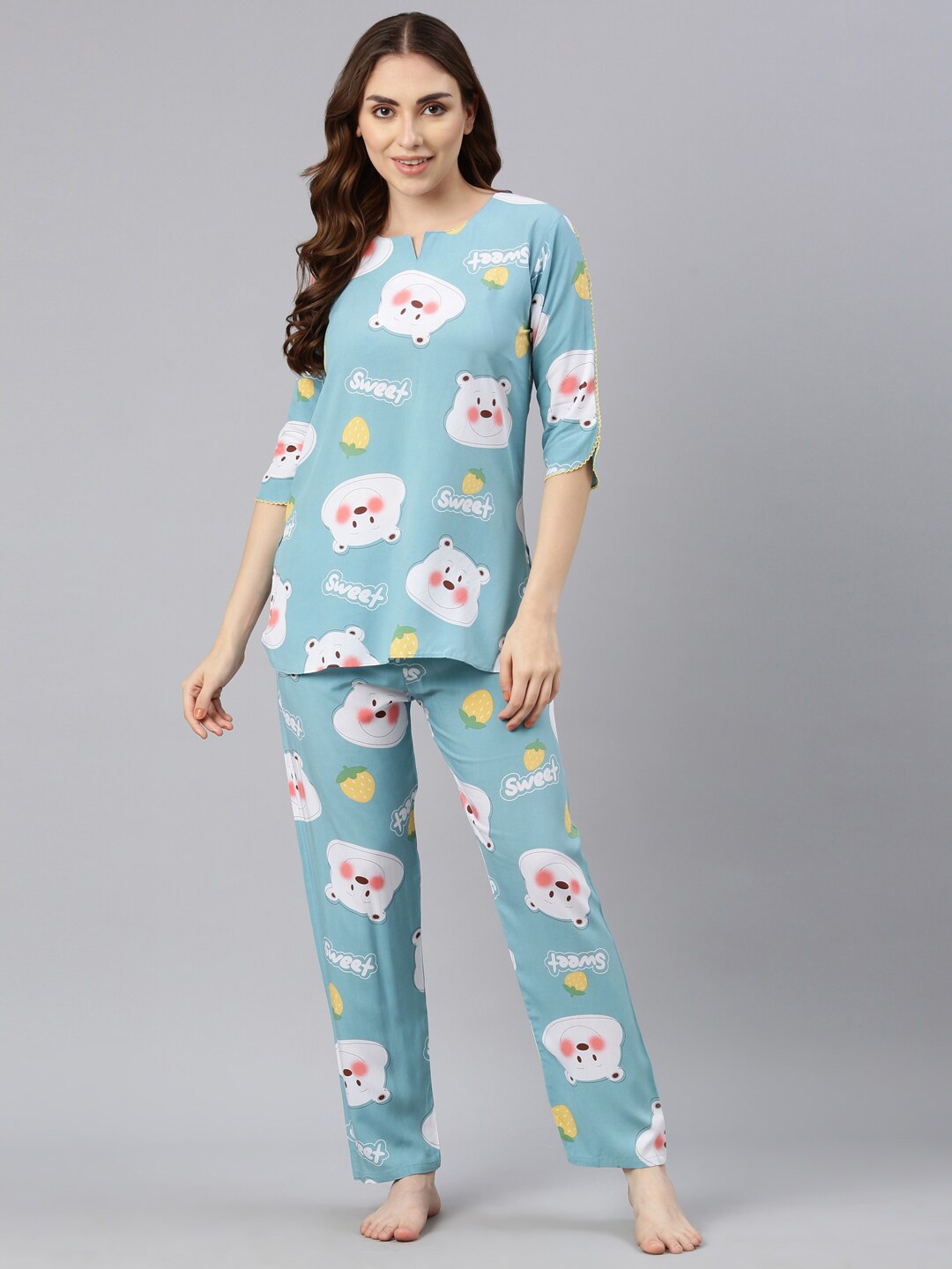 

GOLDSTROMS Conversational Printed Night suit, Blue