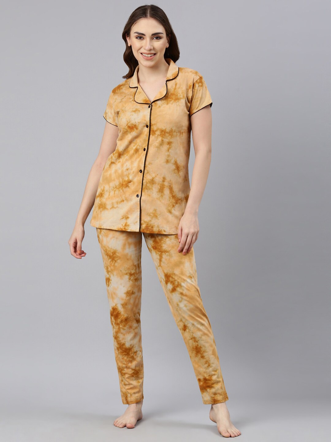 

GOLDSTROMS Tie & Dye Night Suit, Mustard