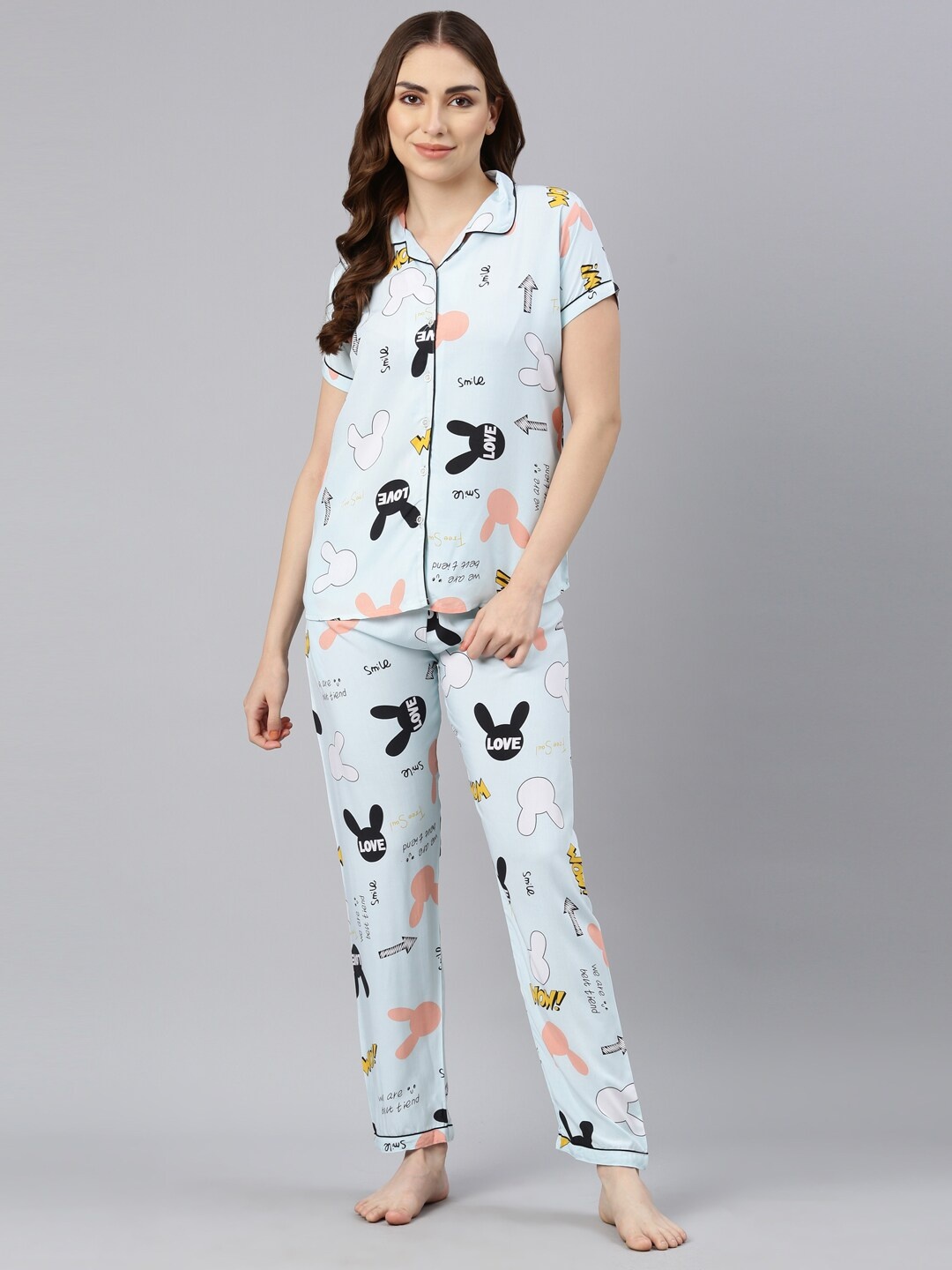

GOLDSTROMS Conversational Printed Night suit, Blue