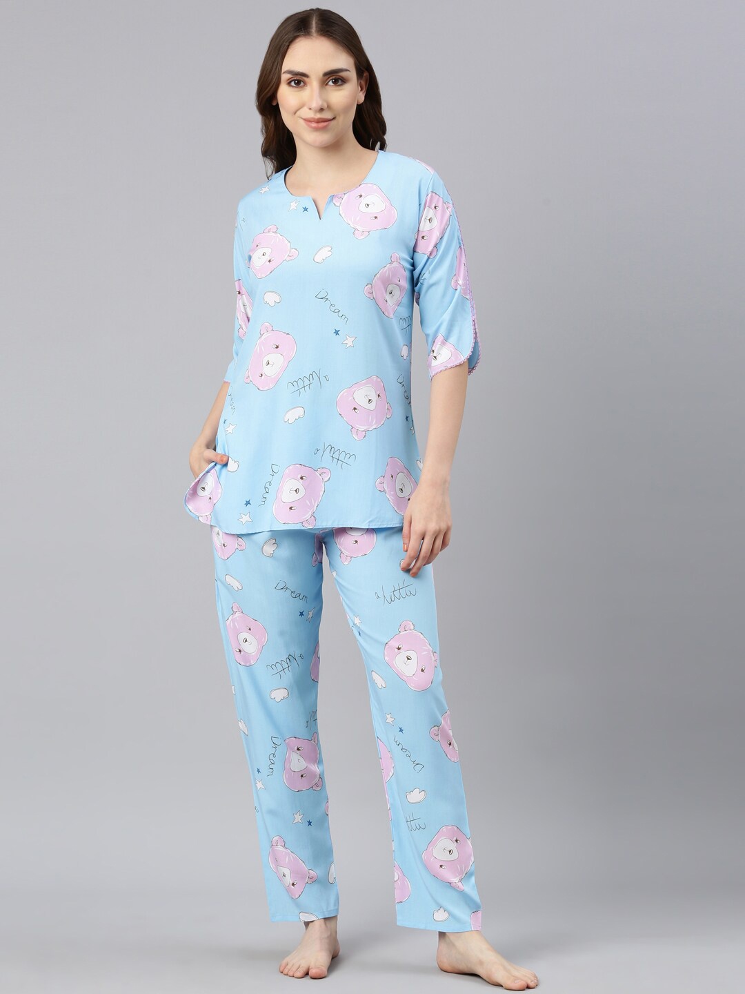 

GOLDSTROMS Graphic Printed Night suit, Blue
