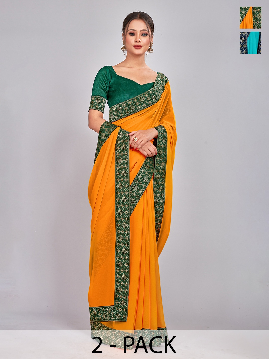 

CastilloFab Zari Pure Georgette Saree, Mustard