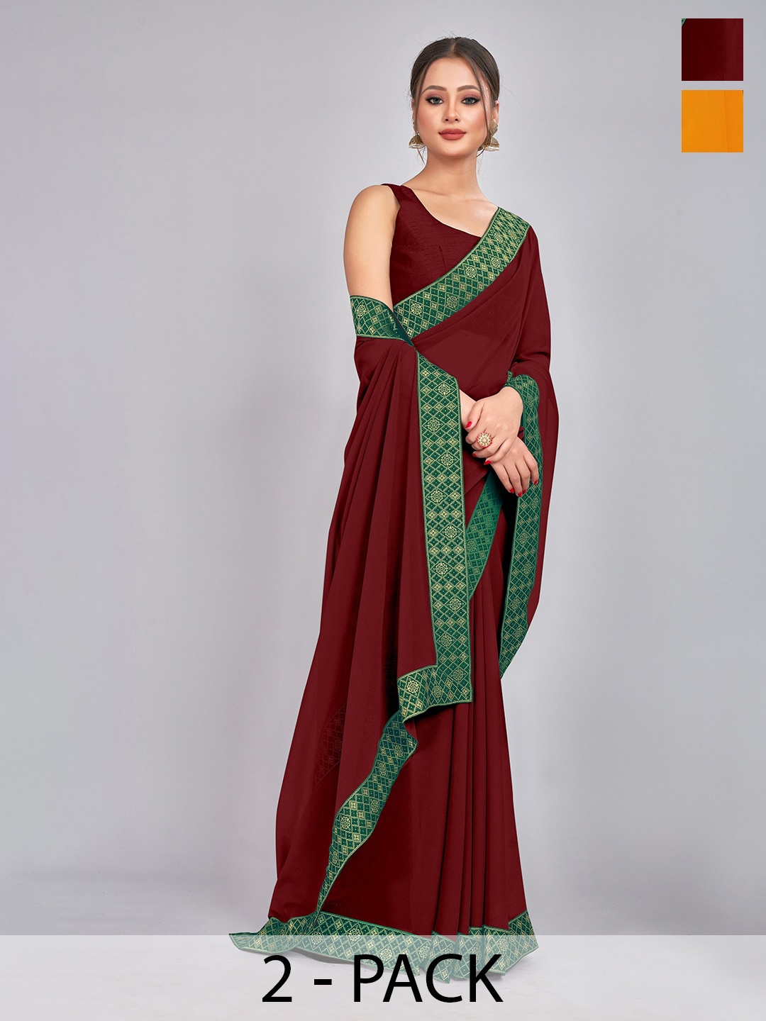 

CastilloFab Pure Georgette Saree, Maroon