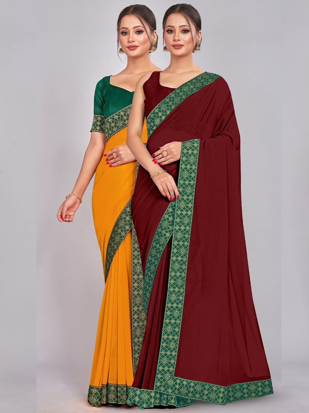

CastilloFab Pure Georgette Saree, Mustard