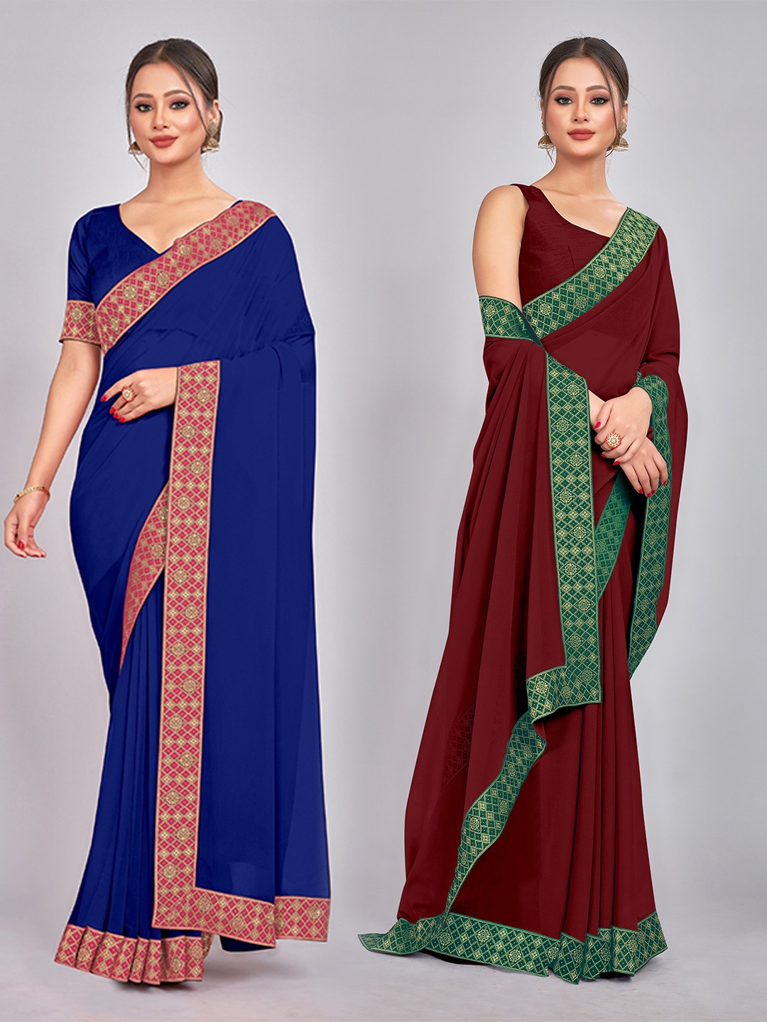 

CastilloFab Zari Pure Georgette Saree, Maroon