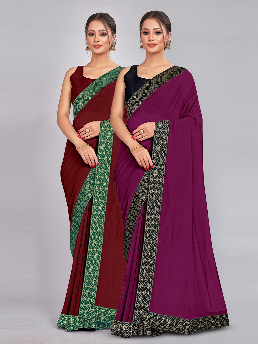 

CastilloFab Zari Pure Georgette Saree, Maroon