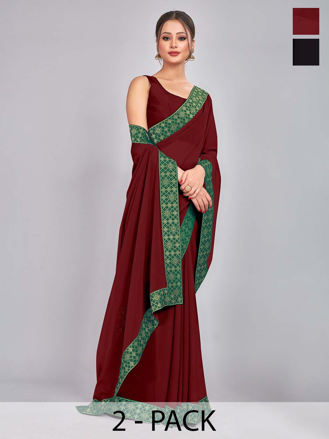 

CastilloFab Zari Pure Georgette Saree, Maroon