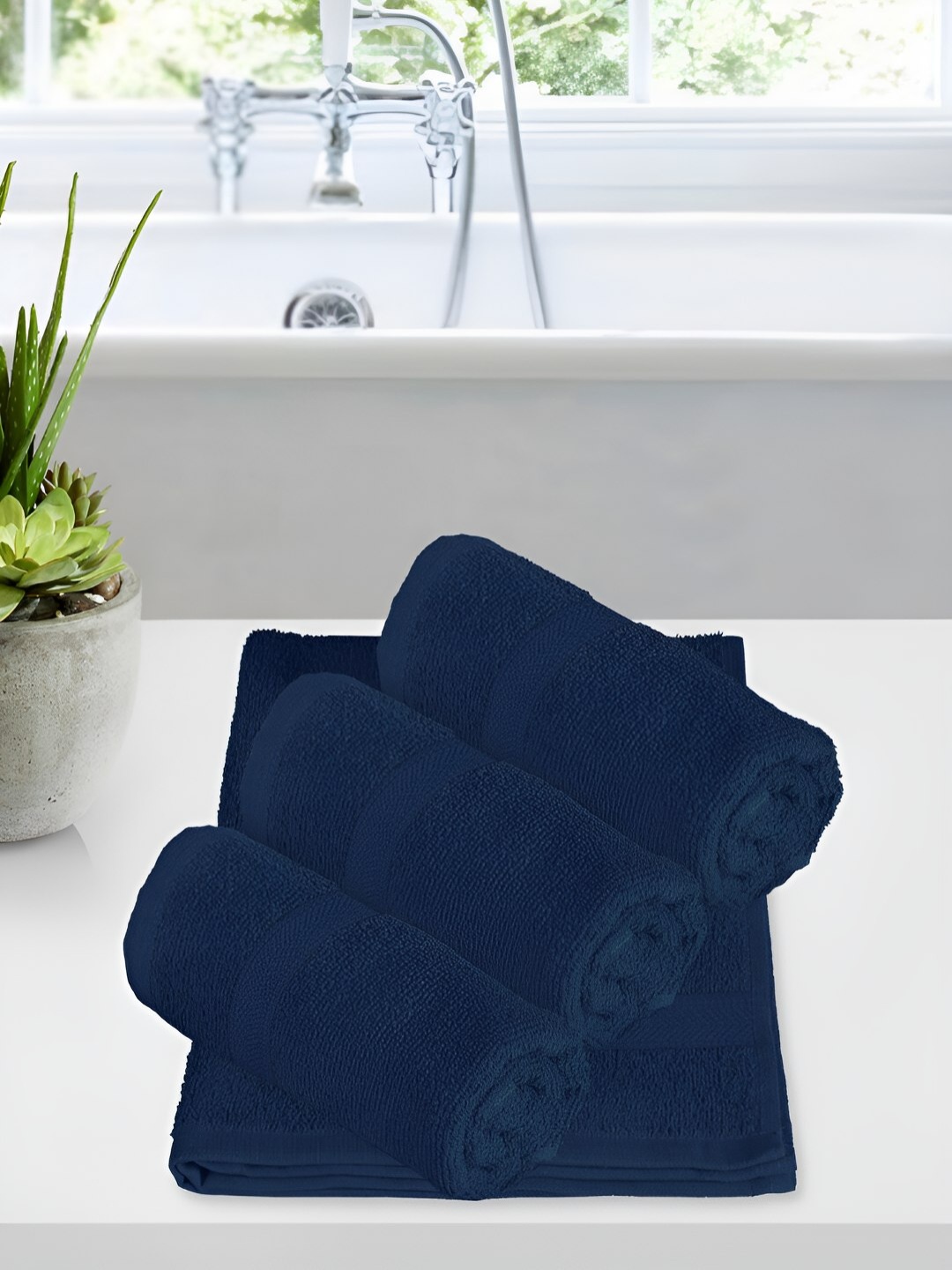 

Story@home Navy Blue 4 Pieces Cotton 550 GSM Hand Towels