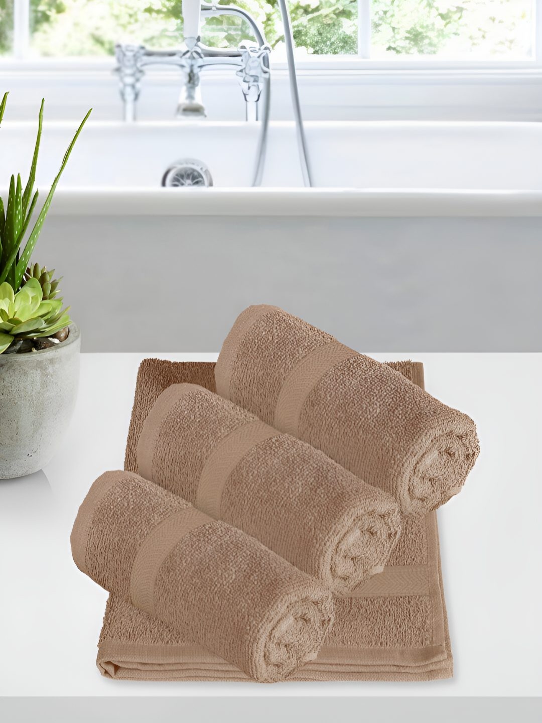 

Story@home Beige 4 Pieces 550 GSM Cotton Hand Towels