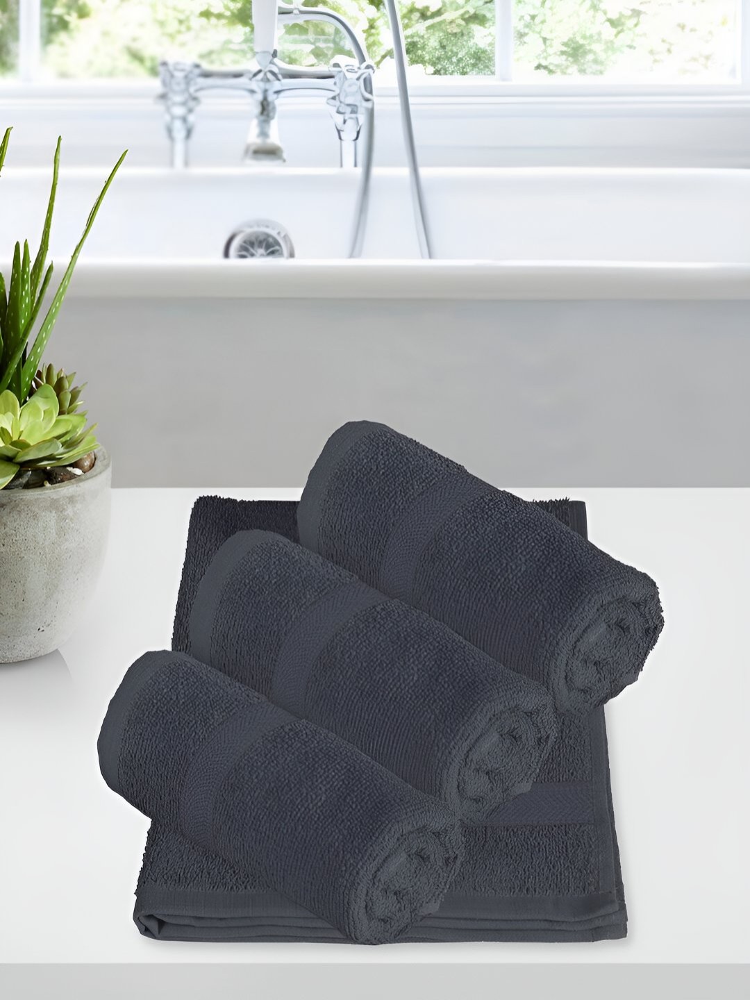 

Story@home Grey 4 Pieces Cotton 550 GSM Hand Towels