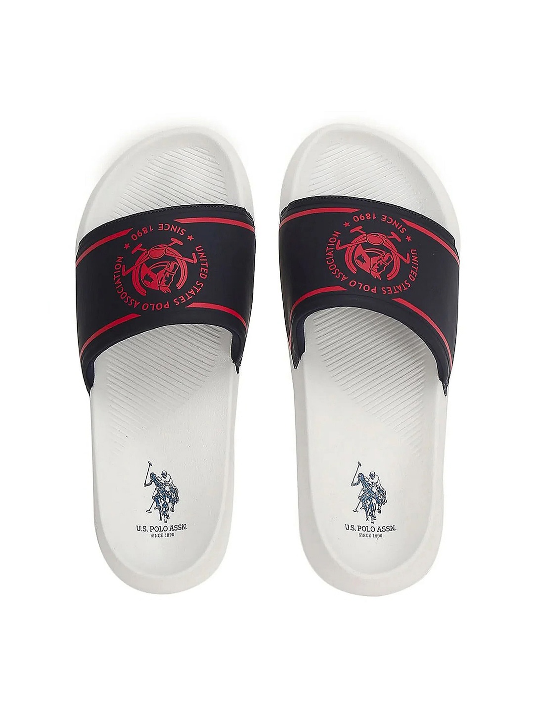 

U.S. Polo Assn. Men Brand Logo Printed Sliders, Navy blue