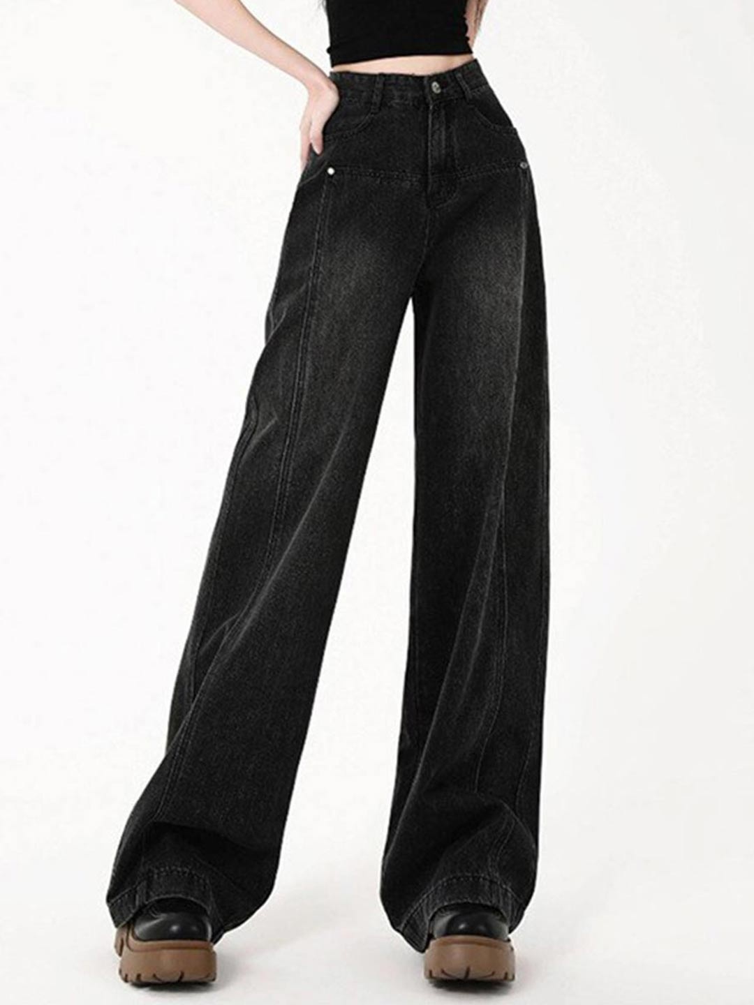 

StyleCast Women Black Flared Clean Look Light Fade Jeans